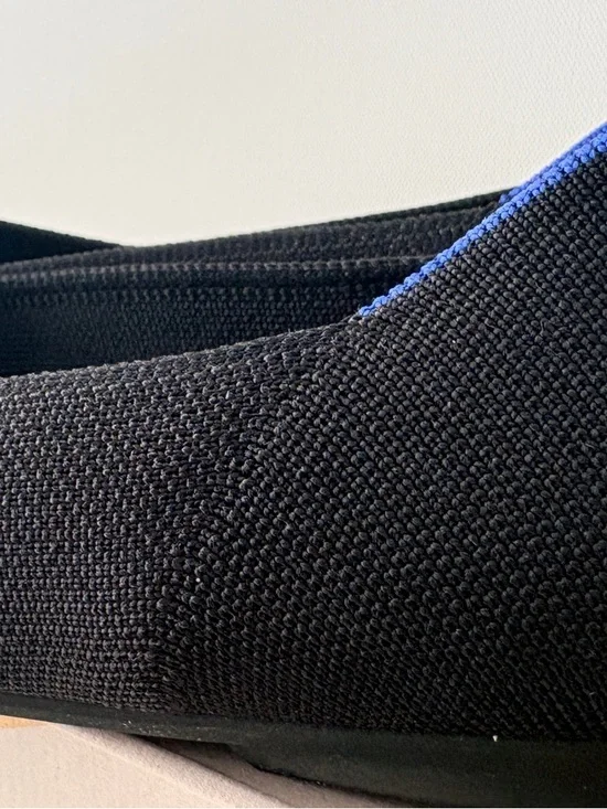 Rothy’s Black Pointed Flats 9.5 Wide | Blue Trim | Excellent Condition Like New - Picture 8 of 11